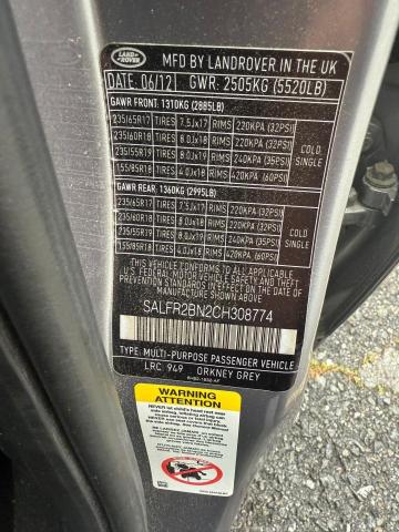 SALFR2BN2CH308774 - 2012 LAND ROVER LR2 HSE CHARCOAL photo 10