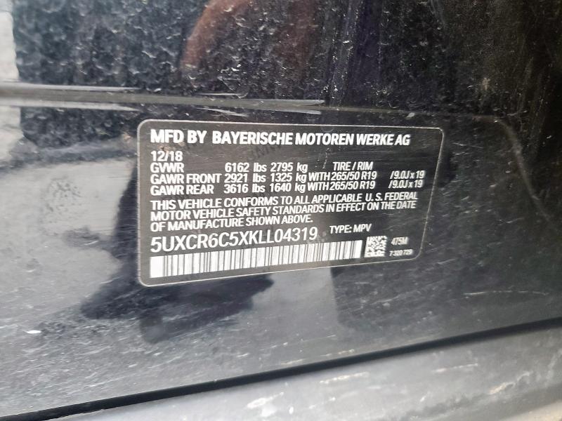 5UXCR6C5XKLL04319 - 2019 BMW X5 XDRIVE40I BLACK photo 14
