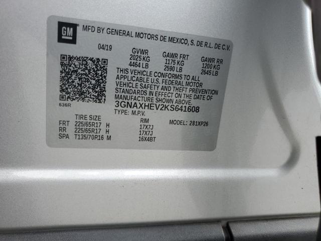3GNAXHEV2KS641608 - 2019 CHEVROLET EQUINOX LS SILVER photo 12