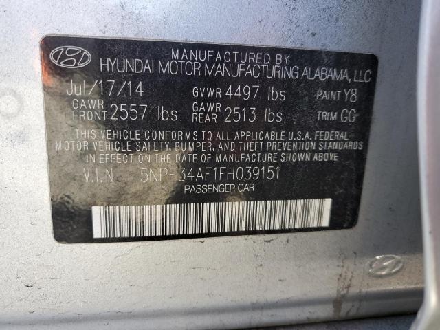 5NPE34AF1FH039151 - 2015 HYUNDAI SONATA SPORT SILVER photo 12