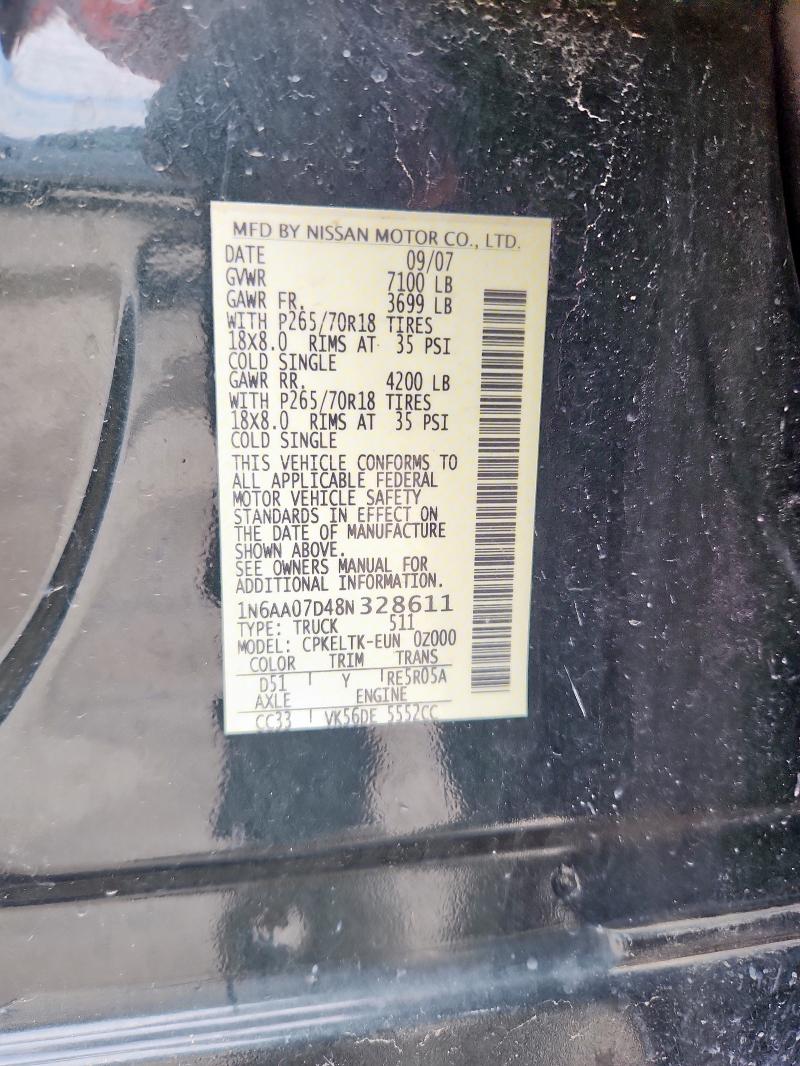 1N6AA07D48N328611 - 2008 NISSAN TITAN XE 绿色 照片 12