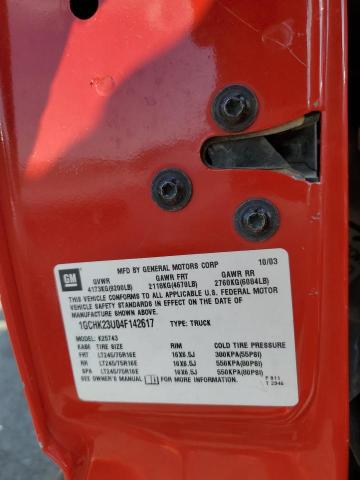 1GCHK23U04F142617 - 2004 CHEVROLET SILVERADO K2500 HEAVY DUTY RED photo 12