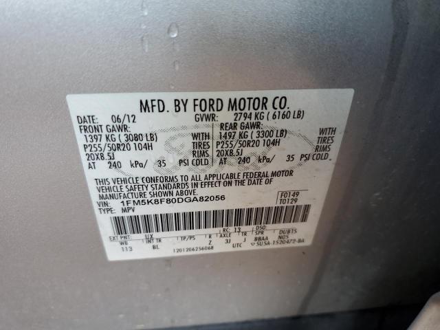 1FM5K8F80DGA82056 - 2013 FORD EXPLORER LIMITED Srebrny zdjęcie 13