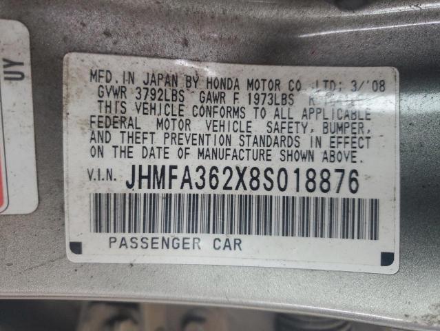 JHMFA362X8S018876 - 2008 HONDA CIVIC HYBRID Qəhvəyi foto 12