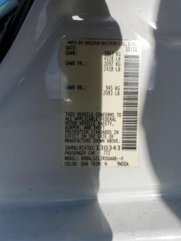 1N4BL4CV1KC130343 - 2019 NISSAN ALTIMA SR WHITE photo 12