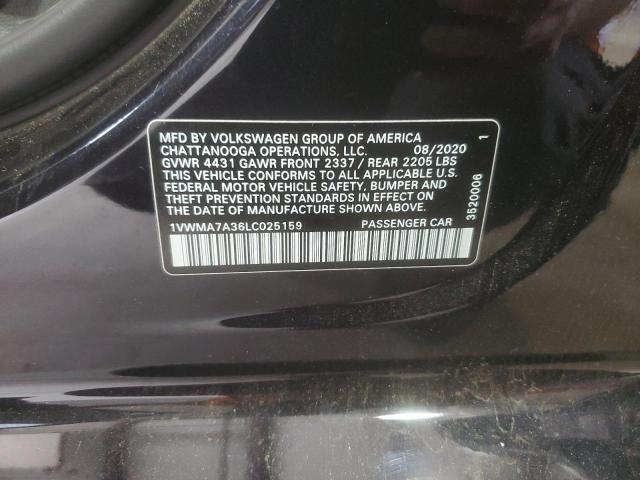 1VWMA7A36LC025159 - 2020 VOLKSWAGEN PASSAT R-LINE Қара фото 12