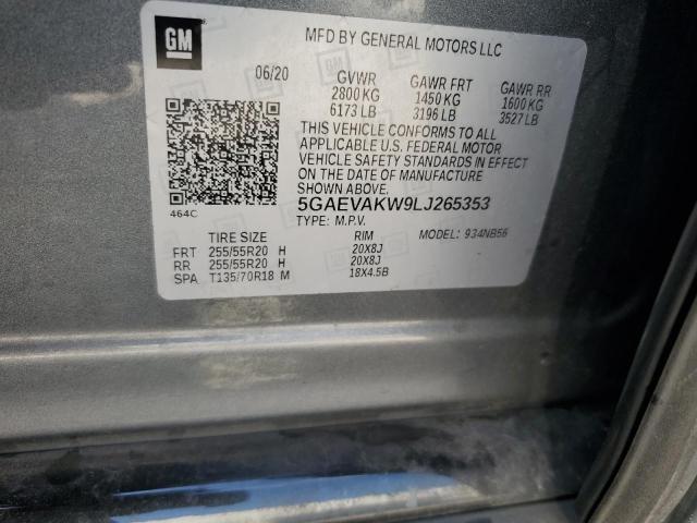 5GAEVAKW9LJ265353 - 2020 BUICK ENCLAVE ESSENCE Boz foto 14