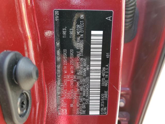 5TDLZRAH0MS042005 - 2021 TOYOTA HIGHLANDER XSE RED photo 13