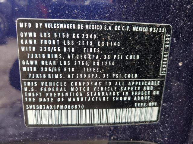 3VV3B7AX1PM066870 - 2023 VOLKSWAGEN TIGUAN SE ლურჯი ფოტო 14