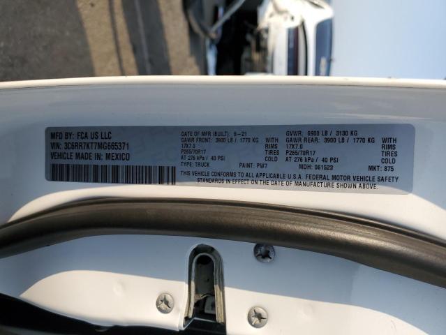 3C6RR7KT7MG665371 - 2021 RAM 1500 CLASSIC TRADESMAN WHITE photo 13