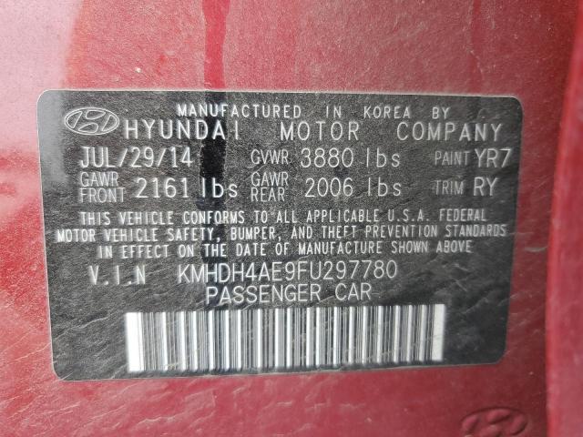 KMHDH4AE9FU297780 - 2015 HYUNDAI ELANTRA SE RED photo 12