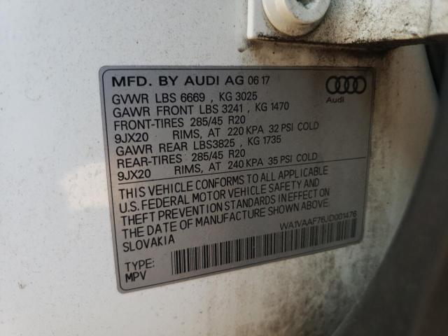 WA1VAAF76JD001476 - 2018 AUDI Q7 PRESTIGE Ақ фото 13