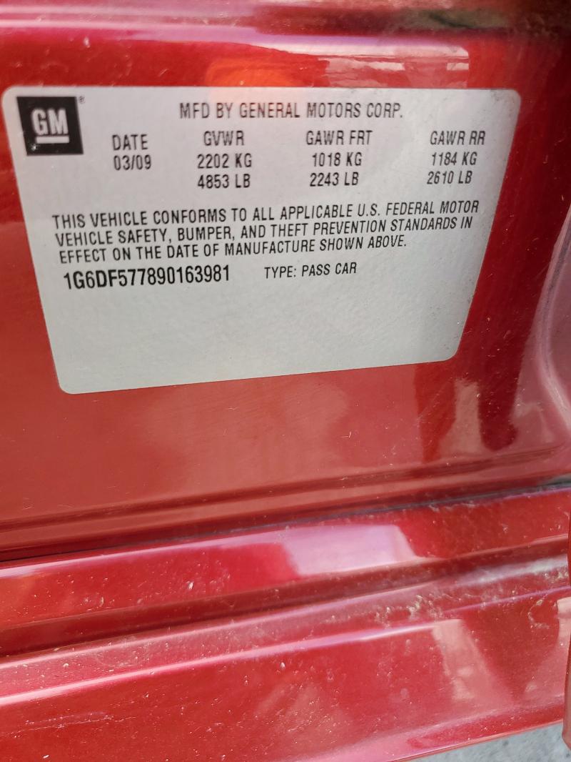 1G6DF577890163981 - 2009 CADILLAC CTS RED photo 12