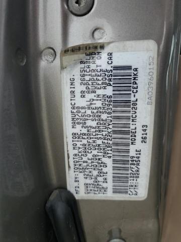 4T1BF22K7YU103966 - 2000 TOYOTA CAMRY LE 灰色 照片 12