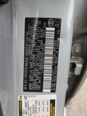 2T1BR32E67C816638 - 2007 TOYOTA COROLLA CE SILVER photo 12