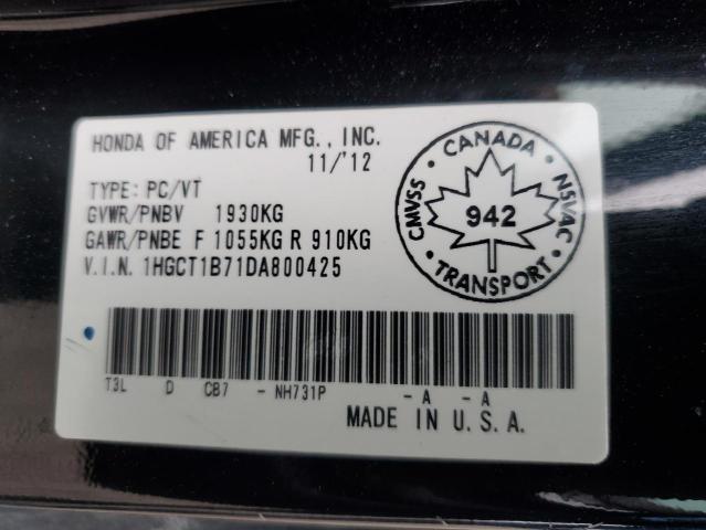 1HGCT1B71DA800425 - 2013 HONDA ACCORD EX BLACK photo 12