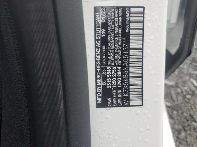 W1K7X5KB6NA051371 - 2022 MERCEDES-BENZ AMG GT 43 WHITE photo 12