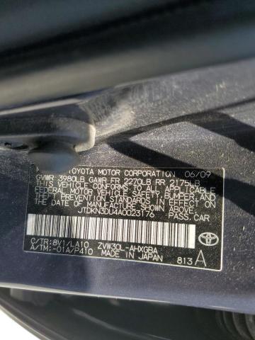 JTDKN3DU4A0023176 - 2010 TOYOTA PRIUS 蓝色 照片 12