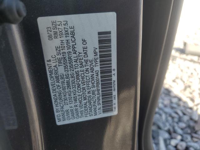 5FNRL6H81RB001443 - 2024 HONDA ODYSSEY TOURING GRAY photo 14