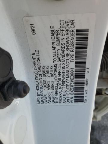 19XZE4F53NE007641 - 2022 HONDA INSIGHT EX WHITE photo 13