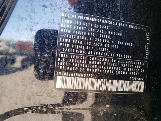 3VV0B7AX9MM072737 - 2021 VOLKSWAGEN TIGUAN S 黑色 照片 12