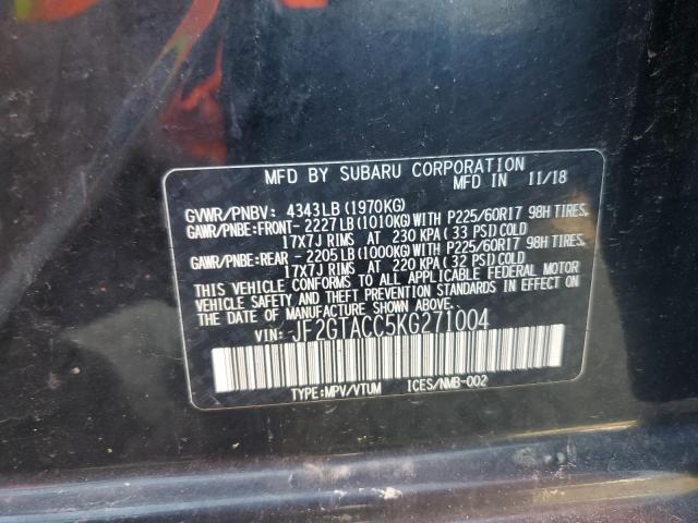 JF2GTACC5KG271004 - 2019 SUBARU CROSSTREK PREMIUM შავი ფოტო 13