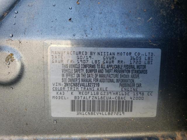 3N1CN8EV4LL827219 - 2020 NISSAN VERSA SV GRAY photo 12