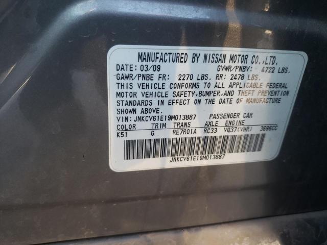 JNKCV61E19M013887 - 2009 INFINITI G37 BASE GRAY photo 12