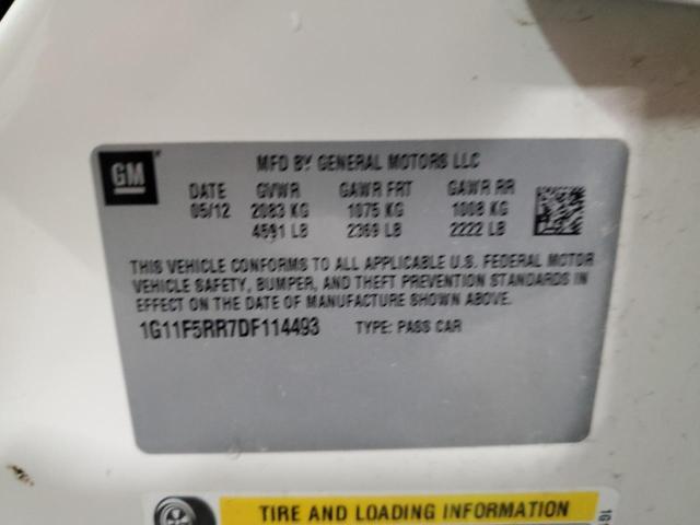 1G11F5RR7DF114493 - 2013 CHEVROLET MALIBU 2LT WHITE photo 12