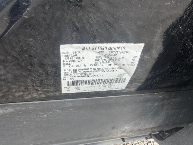 1FM5K8AR8HGD93711 - 2017 FORD EXPLORER POLICE INTERCEPTOR Czarny zdjęcie 10