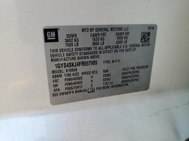 1GYS4SKJ4FR557989 - 2015 CADILLAC ESCALADE ESV LUXURY Білий фото 13