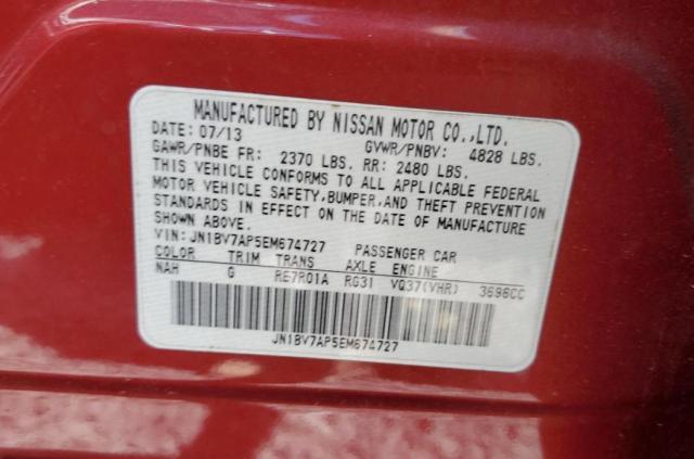 JN1BV7AP5EM674727 - 2014 INFINITI Q50 BASE RED photo 12