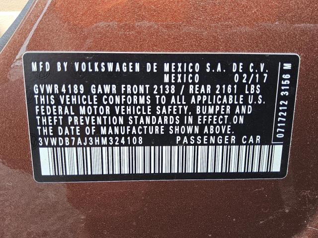 3VWDB7AJ3HM324108 - 2017 VOLKSWAGEN JETTA SE BROWN photo 12