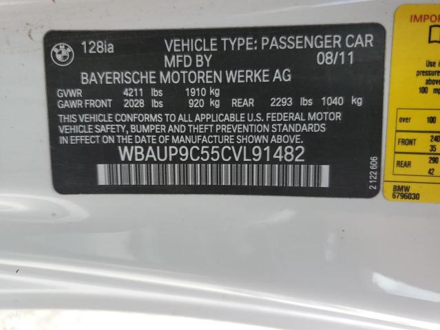 WBAUP9C55CVL91482 - 2012 BMW 128 I WHITE photo 12