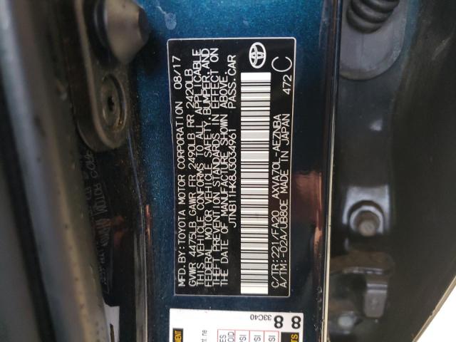 JTNB11HK8J3034961 - 2018 TOYOTA CAMRY L BLACK photo 12