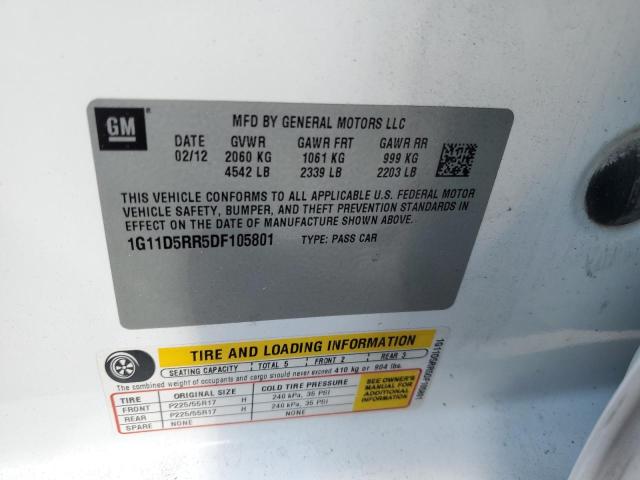 1G11D5RR5DF105801 - 2013 CHEVROLET MALIBU 1LT WHITE photo 12