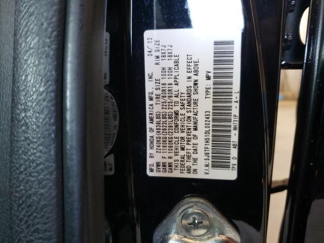 5J6TF1H51DL002453 - 2013 HONDA CROSSTOUR EXL შავი ფოტო 12