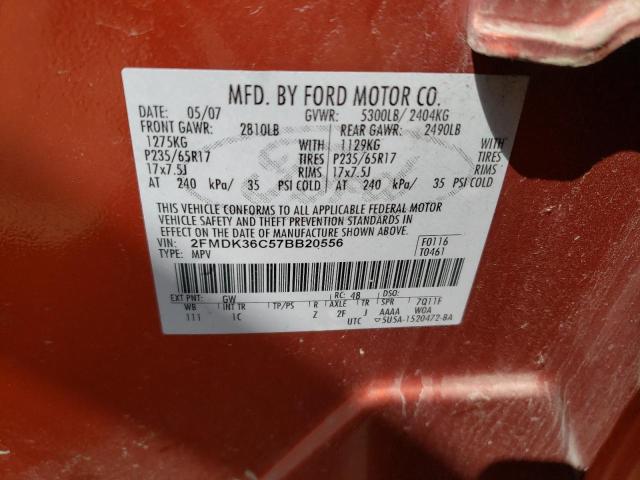 2FMDK36C57BB20556 - 2007 FORD EDGE SE ORANGE photo 13