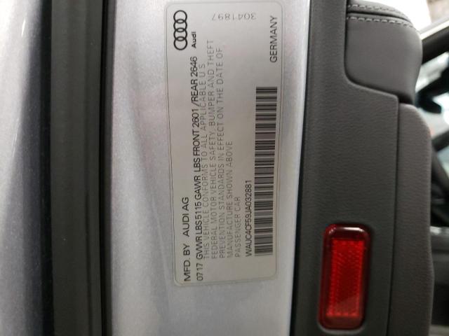 WAUC4CF59JA032881 - 2018 AUDI S5 PRESTIGE SILVER photo 12