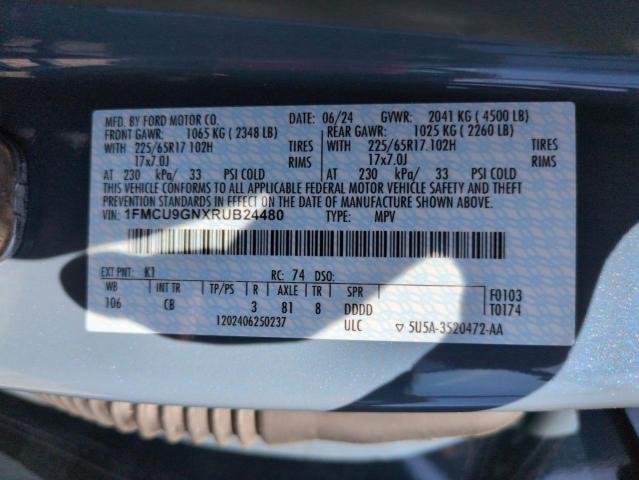 1FMCU9GNXRUB24480 - 2024 FORD ESCAPE ACTIVE ნაცრისფერი ფოტო 12