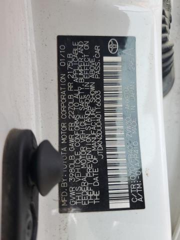 JTDKN3DU0A0116003 - 2010 TOYOTA PRIUS 白色 照片 12