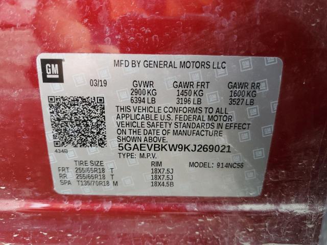 5GAEVBKW9KJ269021 - 2019 BUICK ENCLAVE PREMIUM RED photo 14