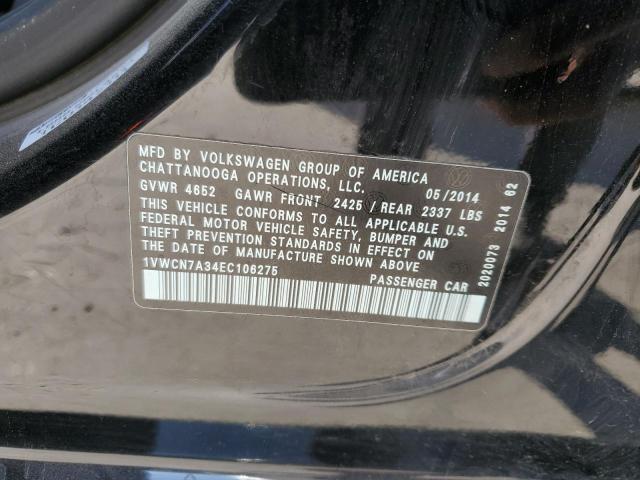 1VWCN7A34EC106275 - 2014 VOLKSWAGEN PASSAT SEL BLACK photo 12