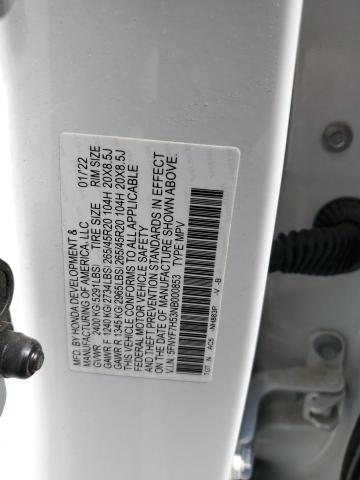 5FNYF7H53NB000853 - 2022 HONDA PASSPORT EXL თეთრი ფოტო 13