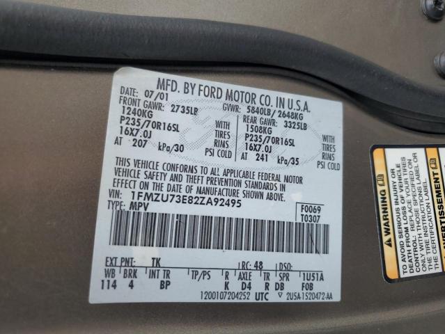 1FMZU73E82ZA92495 - 2002 FORD EXPLORER XLT TAN photo 13