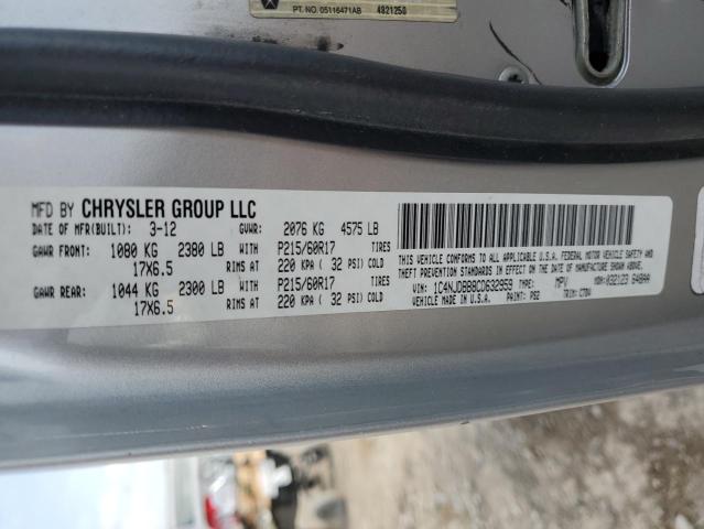 1C4NJDBB8CD632959 - 2012 JEEP COMPASS SPORT Argent photo 12