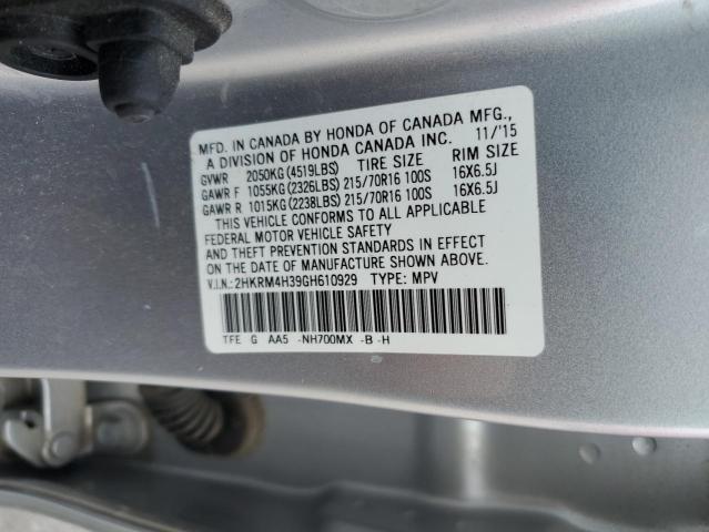 2HKRM4H39GH610929 - 2016 HONDA CR-V LX SILVER photo 13
