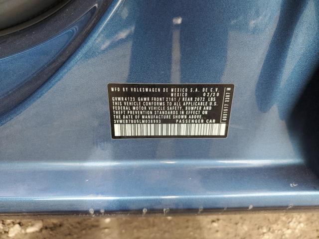 3VWEB7BU5LM038993 - 2020 VOLKSWAGEN JETTA SEL BLUE photo 12