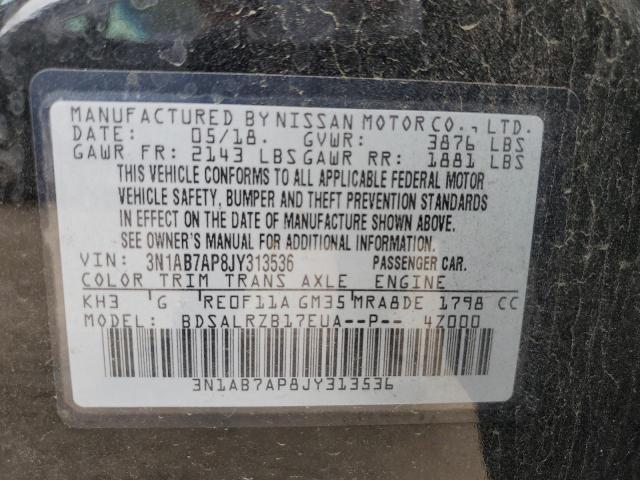 3N1AB7AP8JY313536 - 2018 NISSAN SENTRA S BLACK photo 12