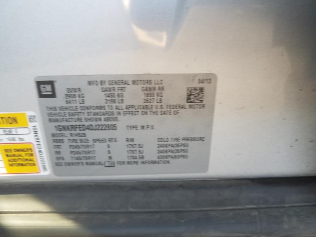 1GNKRFED4DJ222805 - 2013 CHEVROLET TRAVERSE LS SILVER photo 10